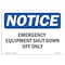 Signmission OSHA Notice, 3.5" Height, Emergency Equipment Shut Down Off Only Sign, 5" X 3.5", Landscape OS-NS-D-35-L-11785 - alternate 1